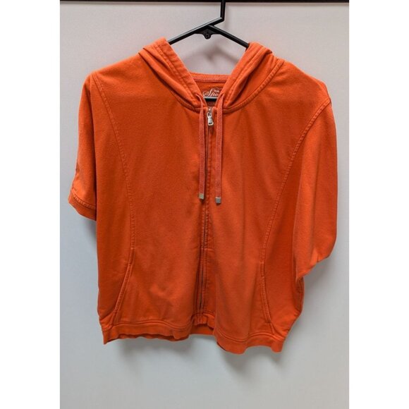 Style & Co Sport Orange Short-Sleeve Zippered Hoodie - Picture 1 of 2
